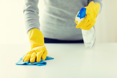 Local cleaner preparing a kitchen and bathroom in Woolwich SE18