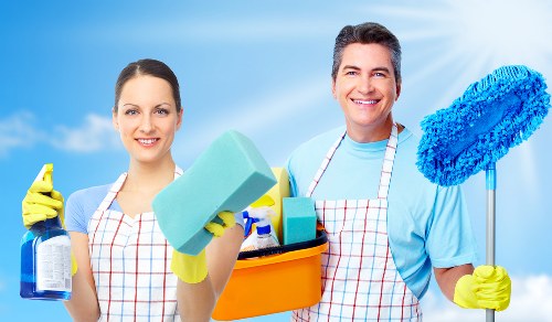 Cleaner preparing a living room clean in SE18