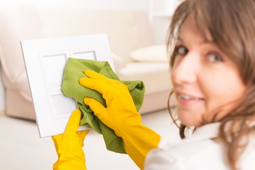 Domestic cleaner working in a SE18 kitchen and living space